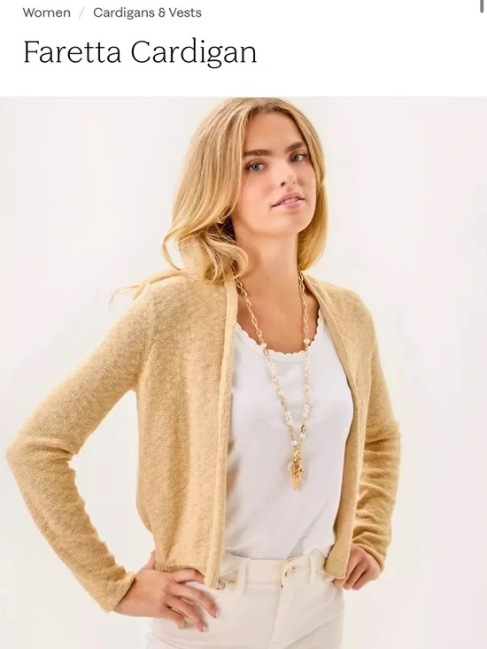 Lilly Pulitzer Faretta Cardigan in Wicker Tan Metallic - Picture 4 of 4